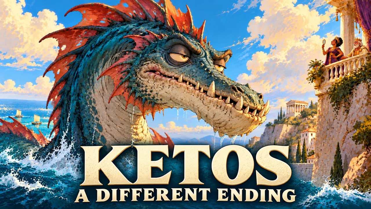 Ketos rises beside a sunlit palace, looking distinctly unimpressed.